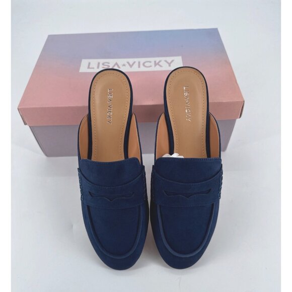 Lisa Vicky Shoes - Lisa Vicky Slide Shoes Blue Suede Size 8 EnrichX-V New in Box